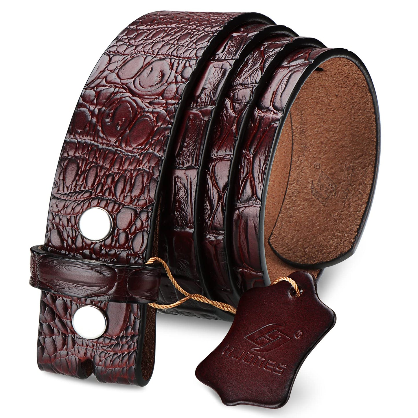 HOTHJones Western Belts for Men without Buckle,Cowboy Belt Buckles for Men,1.5" Wide Genuine Leather Belt No Buckle