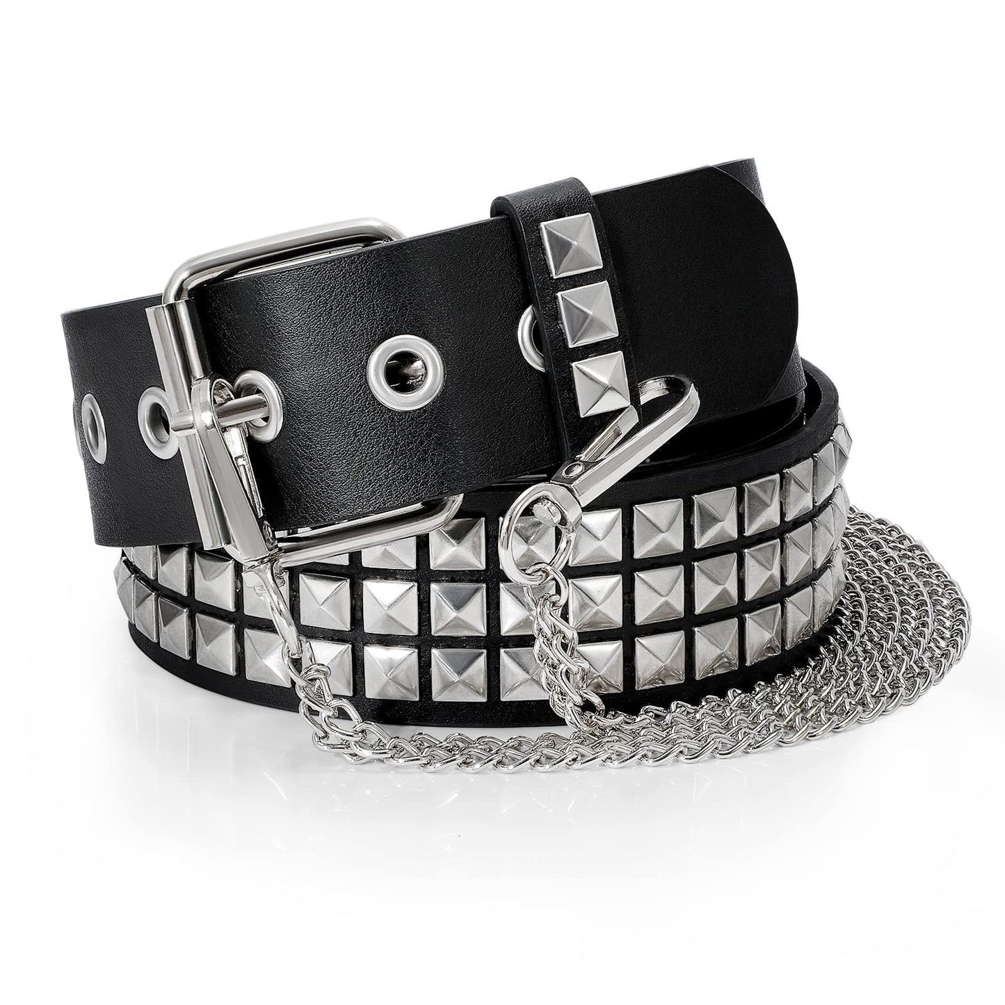 HOTXZQTIVE Studded Belt Metal Punk Rock Rivet Belts for Women/Men Punk Leather Belt Gothic Belt Accessories for Jeans Pants