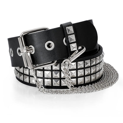 HOTXZQTIVE Studded Belt Metal Punk Rock Rivet Belts for Women/Men Punk Leather Belt Gothic Belt Accessories for Jeans Pants