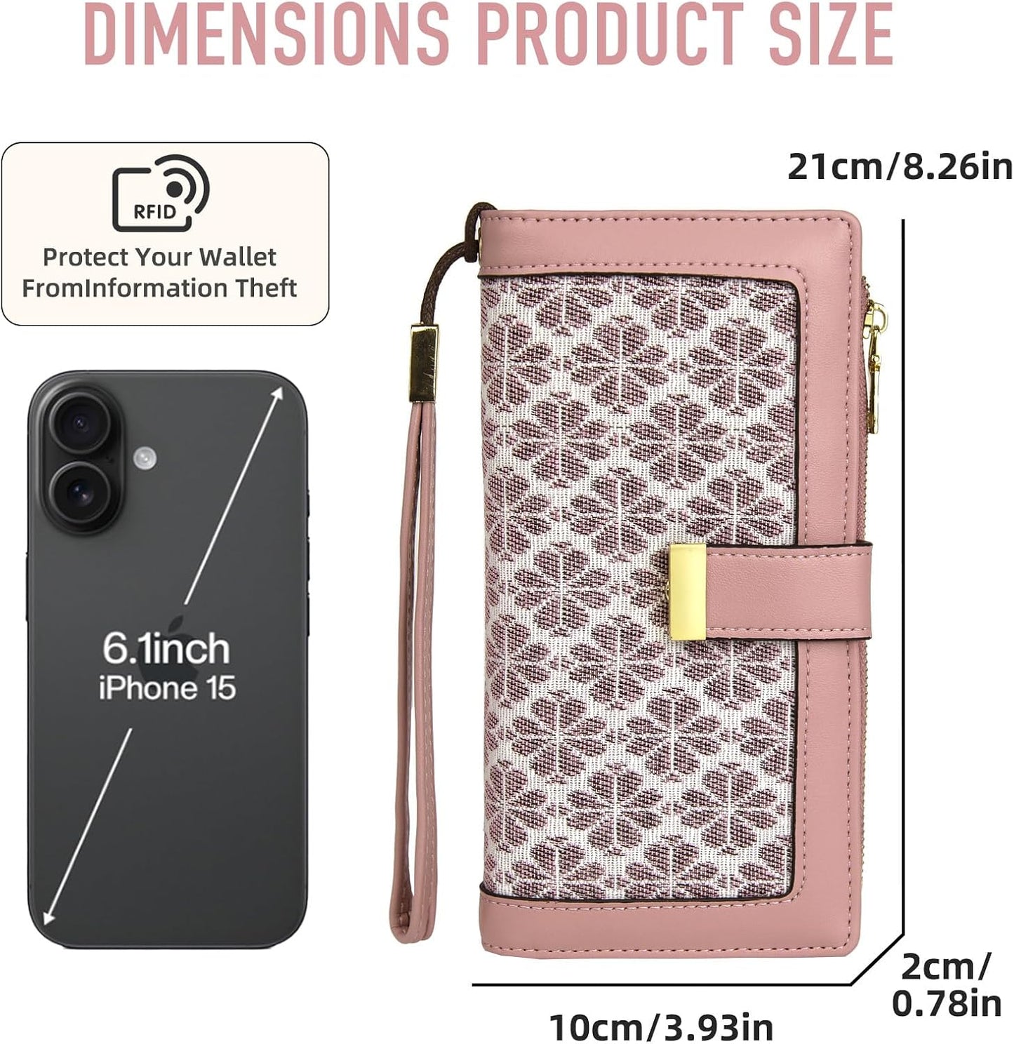 HOTGosect Women Floral Leather Wallet Large Capacity RFID Blocking Designer Trifold Card Holder with ID Window Coin Pockets Wristlet