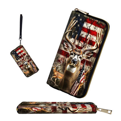 HOTRFID-Blocking Zip Around Wallets for Women with Detachable Wrist Strap,Large Capacity Phone Holder with Card Organizer & Coin Pocket,Brown Highland Cow