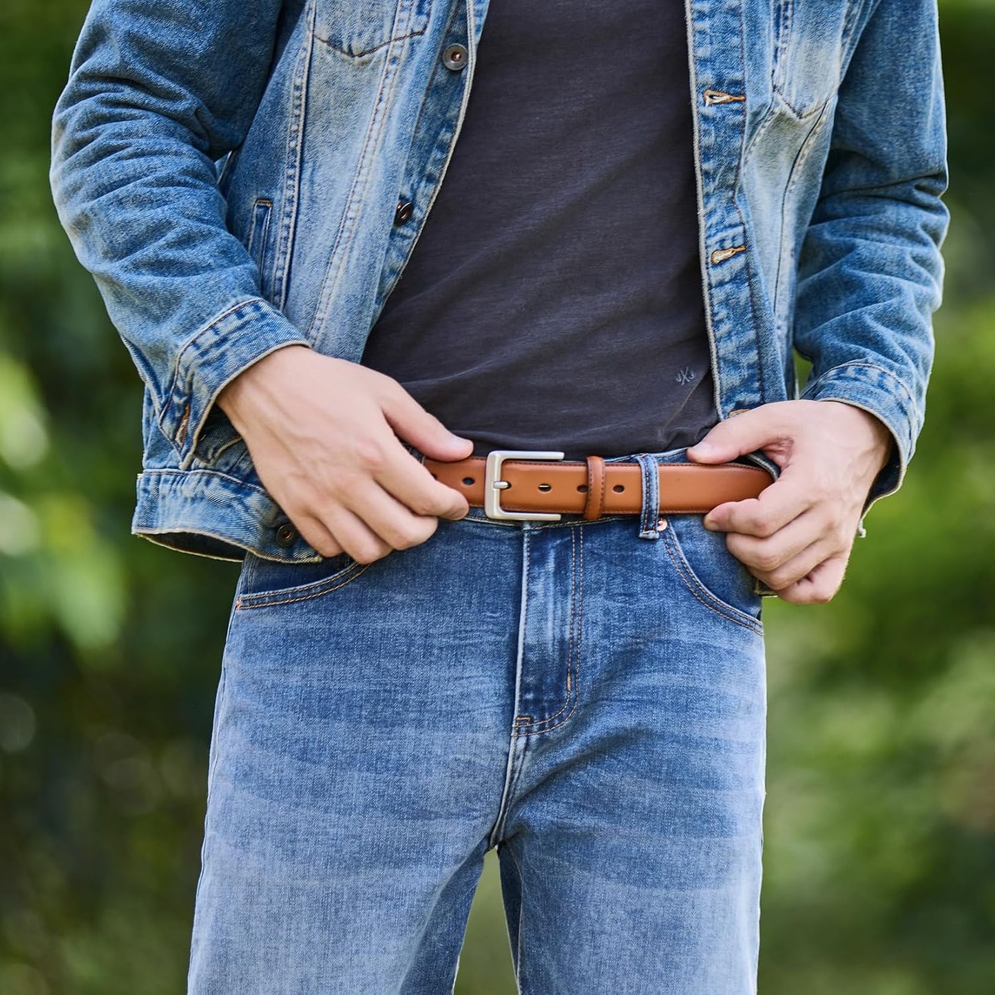 HOTVATAN Men's Genuine Leather Dress Belts, Handmade Classic Every Day Leather Jeans Belt for Men Work Business Casual