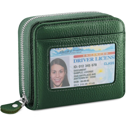 HOTGenuine Leather Wallet for Women & Men, RFID Blocking Bifold with ID Window and Multiple Card Pockets (Aa-Light pink)