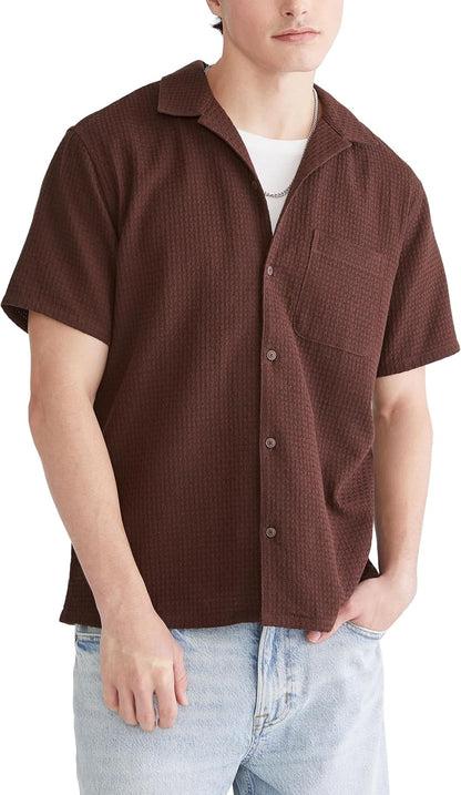 HOTAEROPOSTALE Men's Short Sleeve Textured Shirt