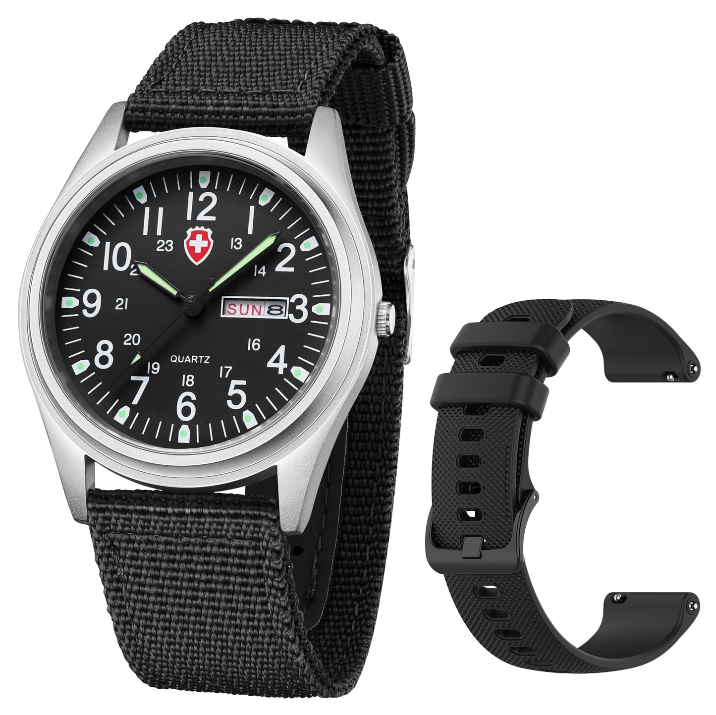 HOTGosasa Unisex Military Analog Field Watch with Nylon Strap, Luminous Easy Read Dial, Sport Tactical Casual Quartz Wristwatch, Daily Water Resistant