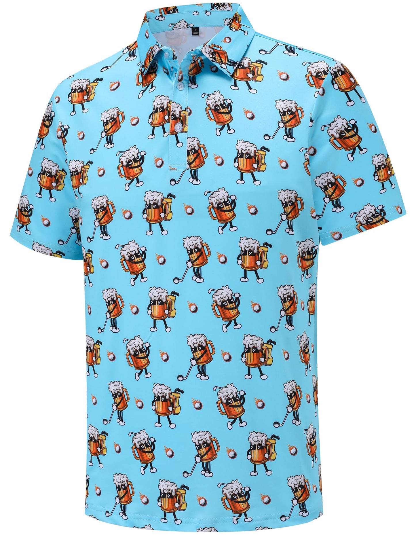 HOTMens Golf Polo Shirts Short Sleeve Performance Moisture Wicking Dry Fit Casual Print Funny Golf Polo Shirts for Men