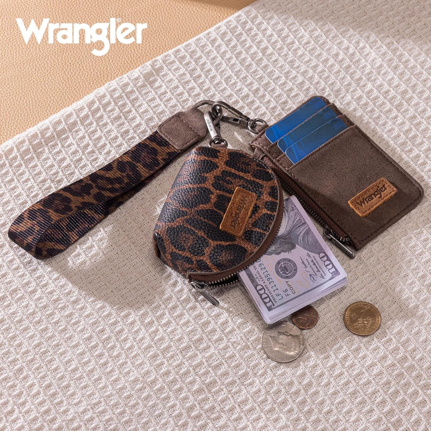 HOTWrangler Keychain Wristlet Wallets for Women Western Dual Pouch Wristlet Credit Card Holder Wallet