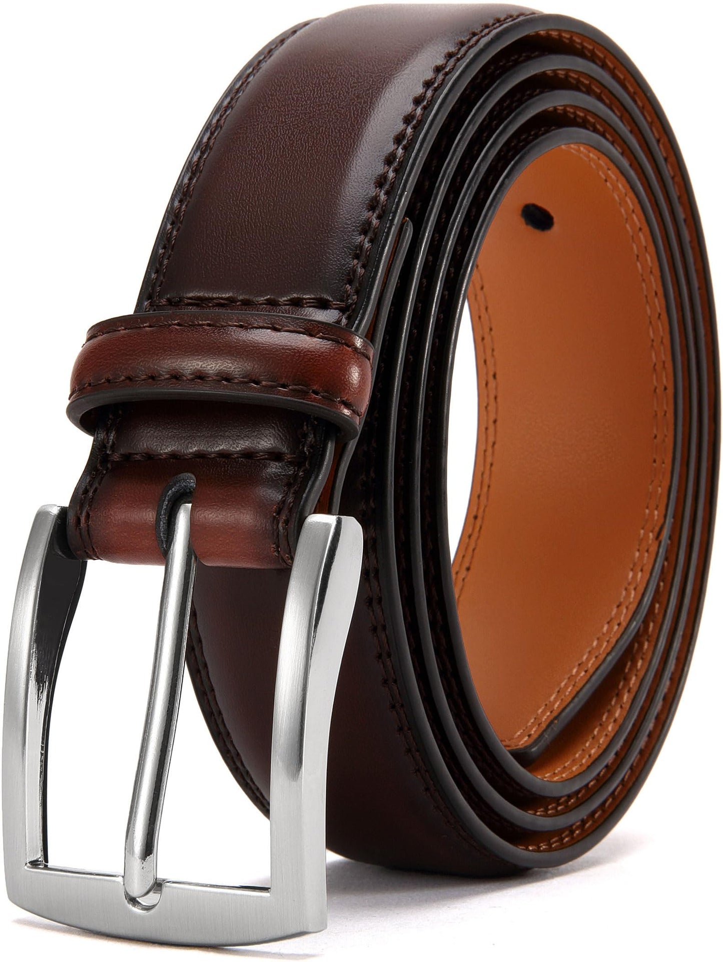 HOTDOOPAI Mens Dress Belt - Genuine Leather Dress Belts For Men,Casual Suit Jeans Belt-Single Prong Buckle black belt