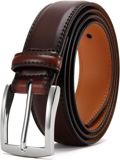HOTDOOPAI Mens Dress Belt - Genuine Leather Dress Belts For Men,Casual Suit Jeans Belt-Single Prong Buckle black belt