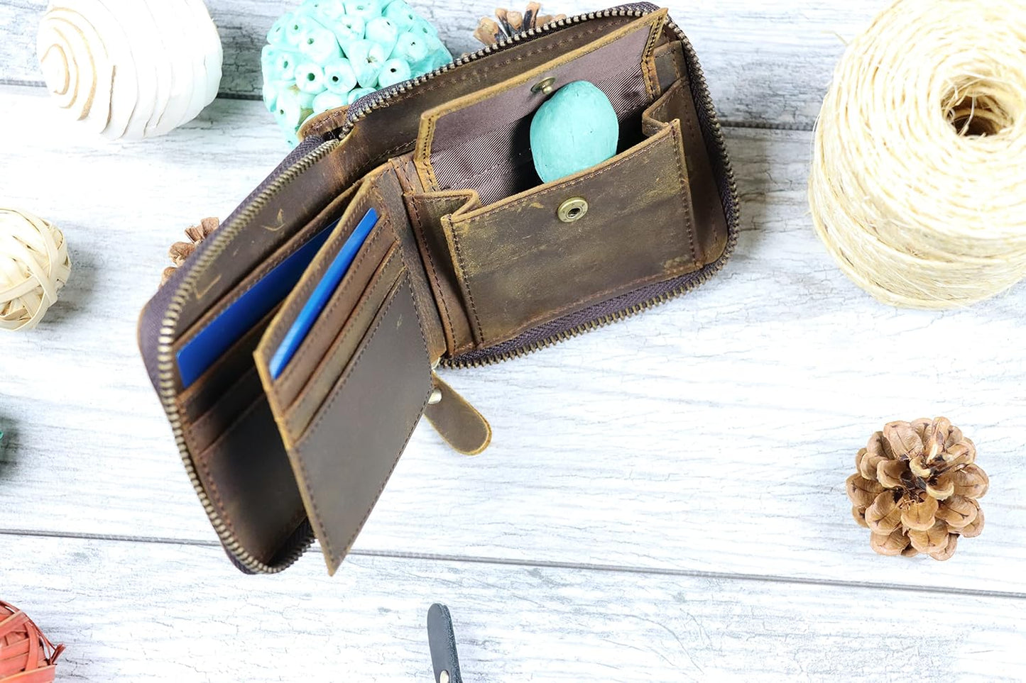 HOTLeather Zipper Wallet, Small Leather Wallet, Unisex Minimalist wallet, personalized Leather Wallet, Anniversary Gift, Credit Card Case, Coin Purse