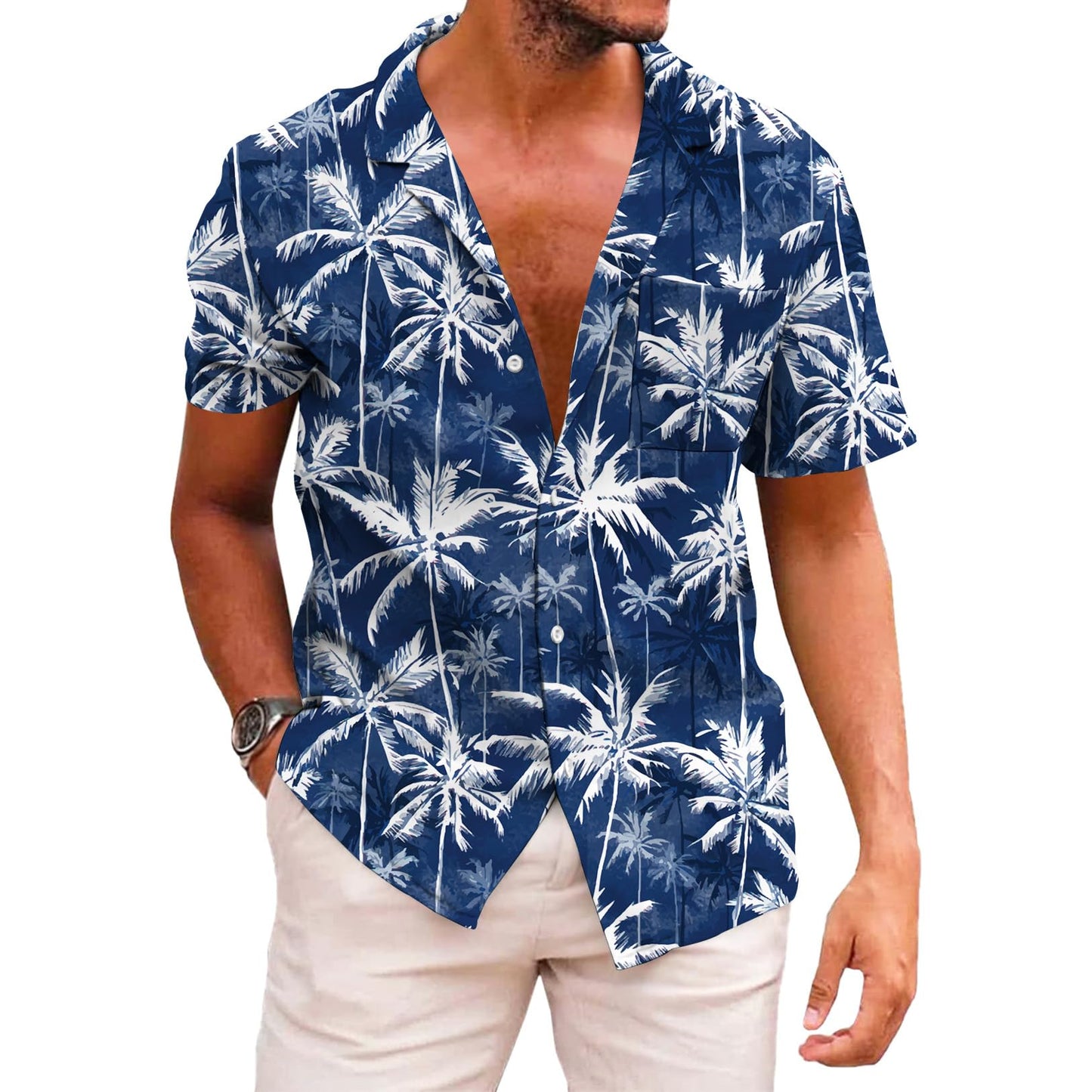 HOTKYKU Funky Hawaiian Shirt for Men Palm Beach Shirts Tropical Vacation Clothes