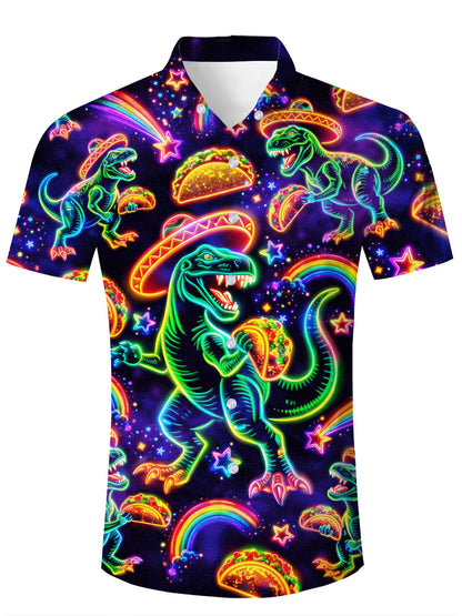 HOTuideazone Mens Funny Hawaiian Shirts 3D Graphic Button Down Short Sleeve Tropical Holiday Beach Aloha Shirt
