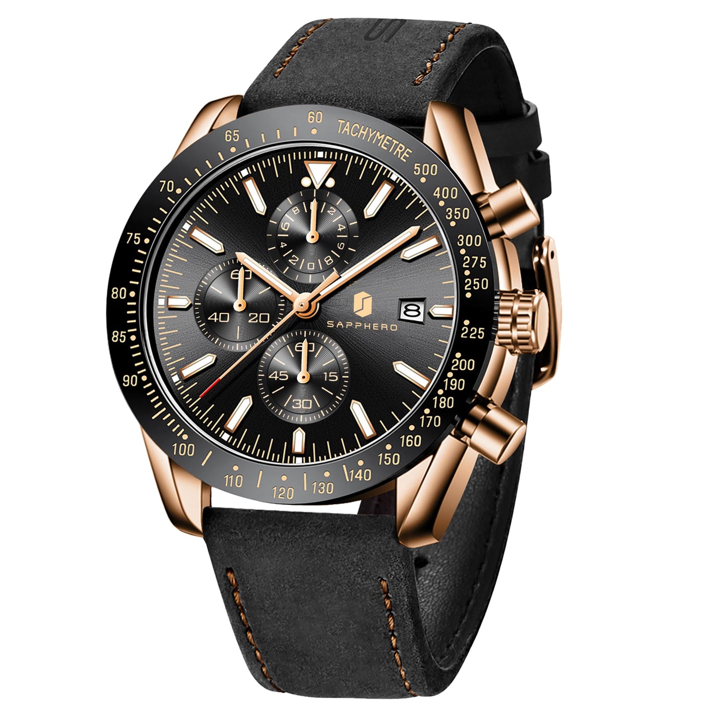 HOTBENYAR Watch for Men Analog Quartz Chronograph Waterproof Luminous Designer Mens Wrist Watches Business Work Sport Casual Dress Watch with Silicone Strap Elegant Gifts for Men