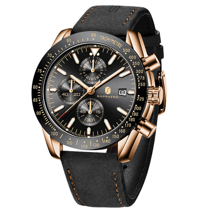 HOTBENYAR Watch for Men Analog Quartz Chronograph Waterproof Luminous Designer Mens Wrist Watches Business Work Sport Casual Dress Watch with Silicone Strap Elegant Gifts for Men