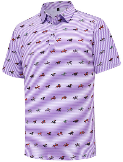 HOTMens Golf Polo Shirts Short Sleeve Performance Moisture Wicking Dry Fit Casual Print Funny Golf Polo Shirts for Men