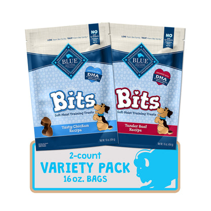 HOTBlue Buffalo Bits Beef Soft & Chewy Dog Treats, Bite-Sized for Training, Made with Real Beef & Enhanced with DHA, Heart-Shaped Dog Treats, Made in the USA with Natural Ingredients, 19 oz.