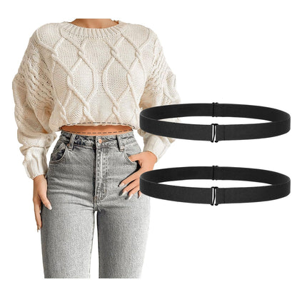 HOTJASGOOD Crop Top Tuck Waist Band Adjustable Band Tucking Sweaters Shirts Elastic Stretch Belts for Women Change Style of Tops