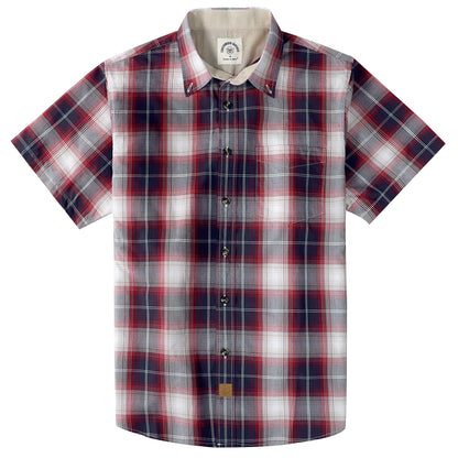 HOTDubinik® Mens Short Sleeve Button Down Shirts 100% Cotton Plaid Men's Casual Button-Down Shirts with Pocket