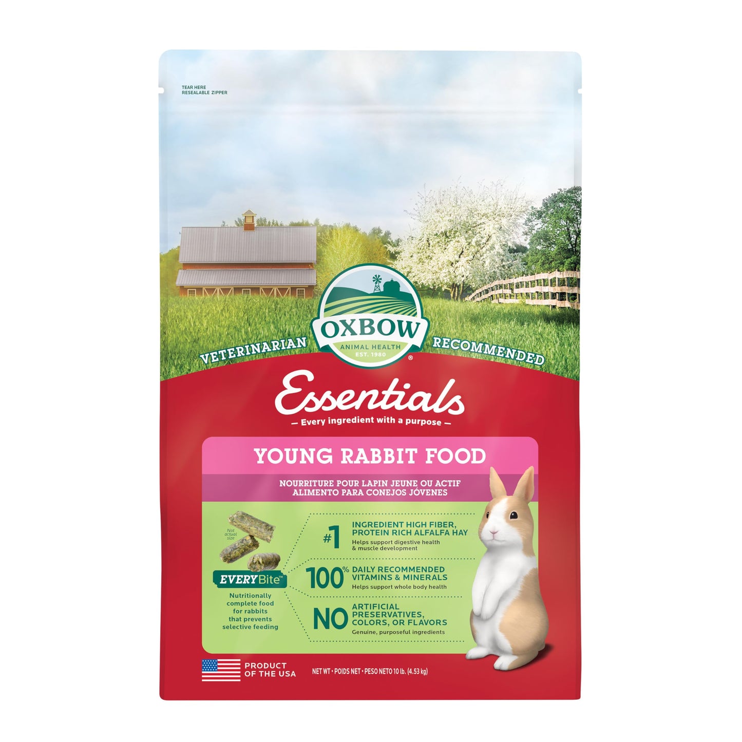 HOTOxbow Essentials Adult Rabbit Food, Timothy Hay Rabbit Pellets, USA, 5 lb