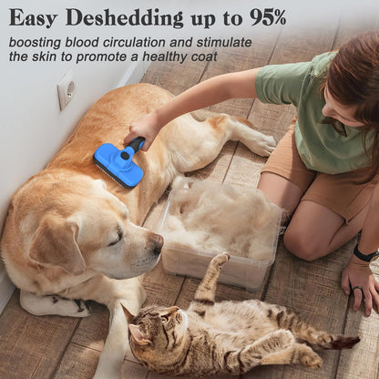 HOTSwihauk Self Cleaning Slicker Brush - Skin Friendly Deshedding Grooming Tool for Dogs & Cats, Suitable for Shedding & Haired Pets, with Pet Supplies Accessories, Blue