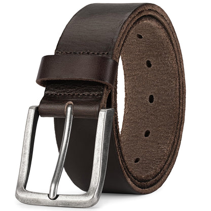 HOTThicken Full Grain Leather Mens Belt Heavy Duty Mens Work Belt Mens Belt High Hardness Buckle Packed In Gift Box