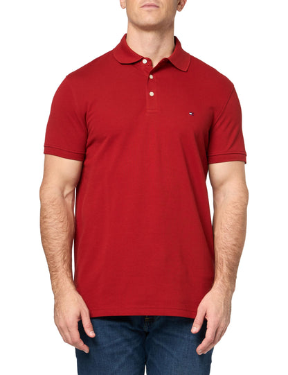 HOTTommy Hilfiger Men's Short Sleeve Polo Shirts in Slim Fit with Stretch and Organic Pique Cotton