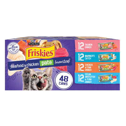 HOTPurina Friskies Pate Wet Cat Food Variety Pack Seafood and Chicken Pate Favorites 40ct VP - (Pack of 40) 5.5 oz. Cans