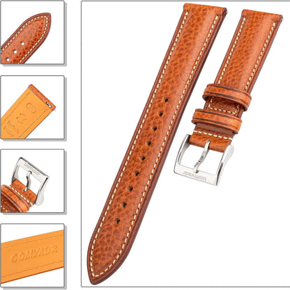 HOTItalian Leather Watch Band Tuscany Natural Vegetable-Tanned Top Grain Genuine Leather Strap,18mm 19mm 20mm 21mm 22mm XL XXL Quick Release Replacement Watch Bands for Men and Women Thick and Soft