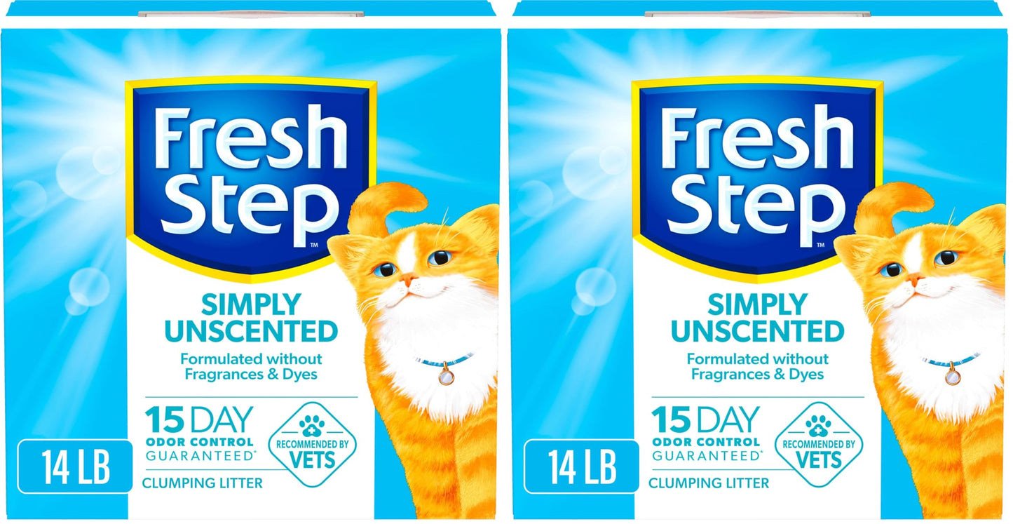 HOTFresh Step Advanced Simply Unscented Multi Cat Clumping Litter, Formulated With No Added Dyes or Fragrances, Ammonia Block Technology, Low Dust, 18.5 lb. Box, Pack of 2
