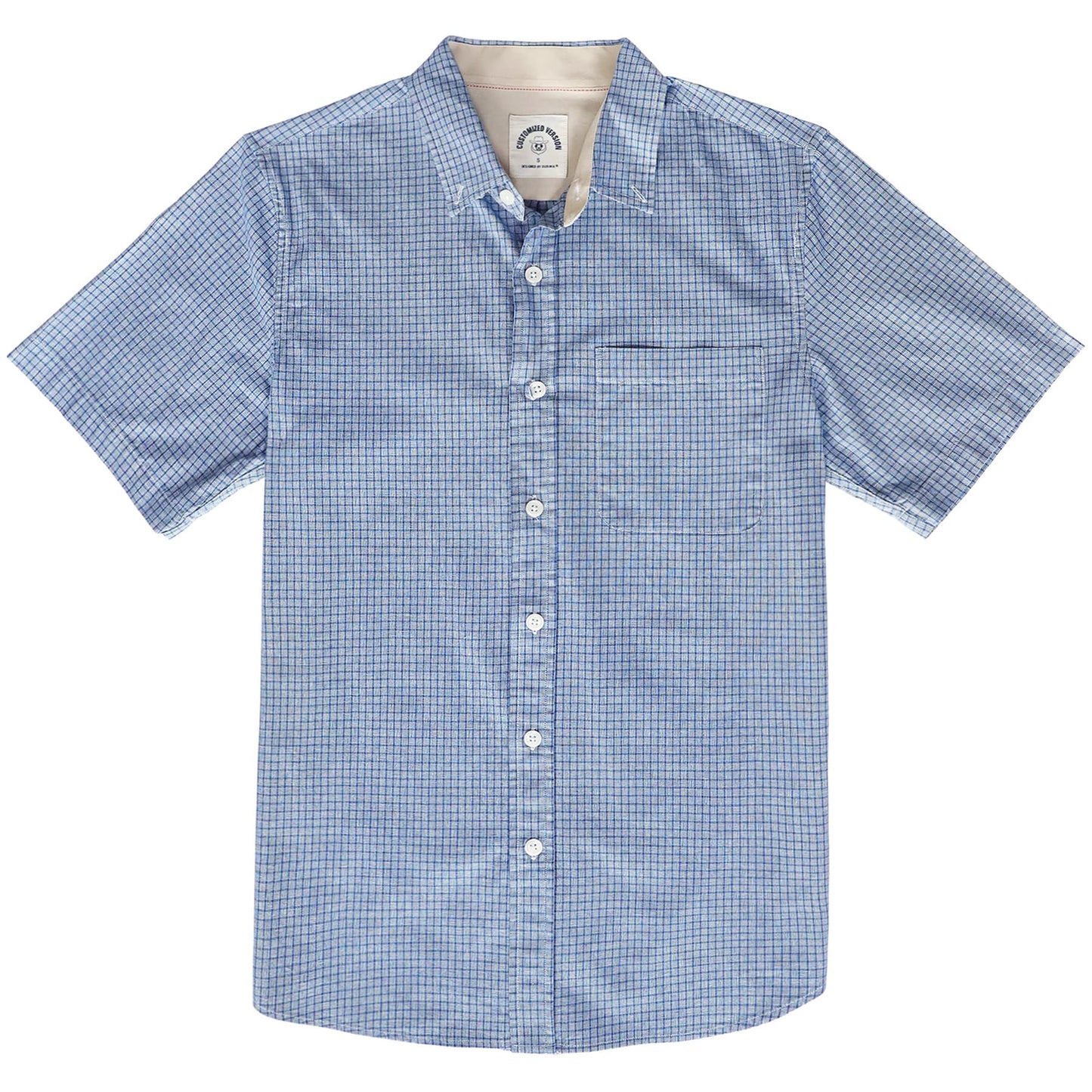 HOTDubinik® Mens Short Sleeve Button Down Shirts 100% Cotton Plaid Men's Casual Button-Down Shirts with Pocket