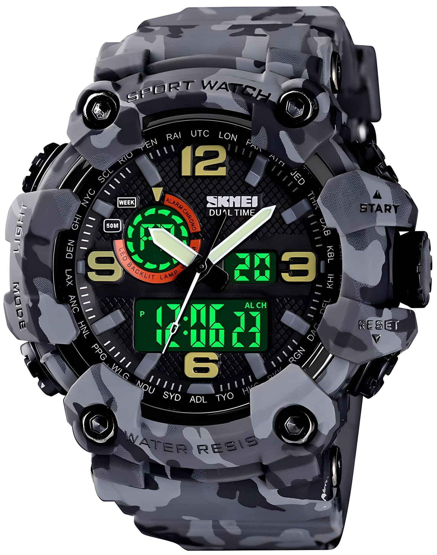 HOTGosasa Men's Large Face Outdoor Sports Watches Military S-Shock Watch Waterproof, Backlight, Alarm, Stopwatch Features - Rugged Wristwatch for Training, Hiking, and Adventure