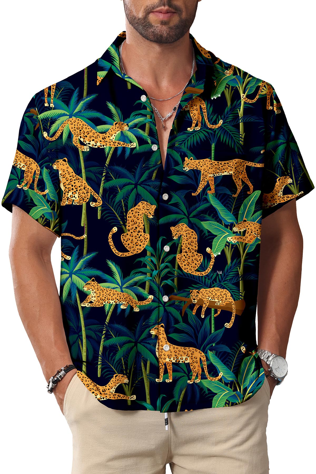 HOTKYKU Hawaiian Shirt for Men: Beach Vacation Summer Short Sleeve Button Down Mens Shirts Casual Stylish