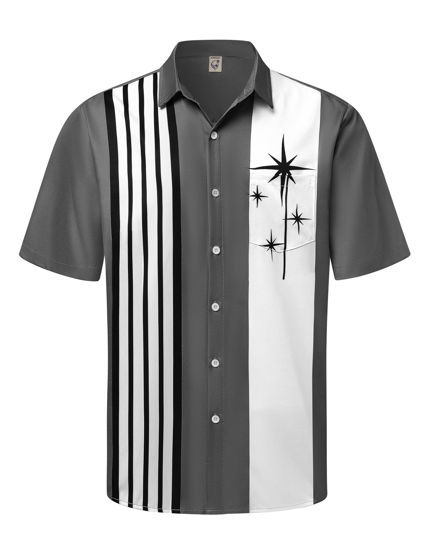 HOTHardaddy Men's Vintage Bowling Shirt Short Sleeve Button Down Hawaiian Summer Beach Printed Casual Shirts