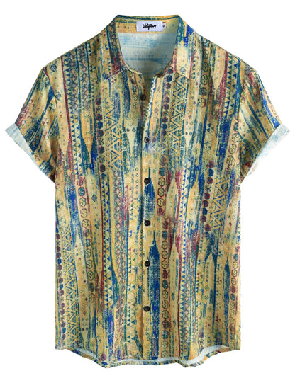 HOTVATPAVE Mens Casual Short Sleeve Button Down Shirts Regular Fit Hawaiian Summer Shirt