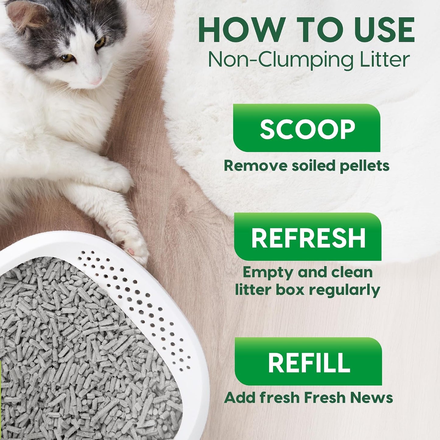 HOTFresh News Recycled Paper Original Pellet Cat Litter, 25 Pound, Non-Clumping, Unscented, Made in USA