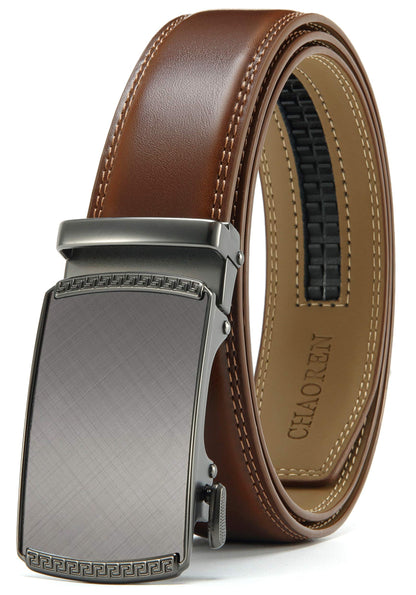 HOTCHAOREN Mens Belt Leather Ratchet Belt - Customizable Fit, Effortless Style (35mm)