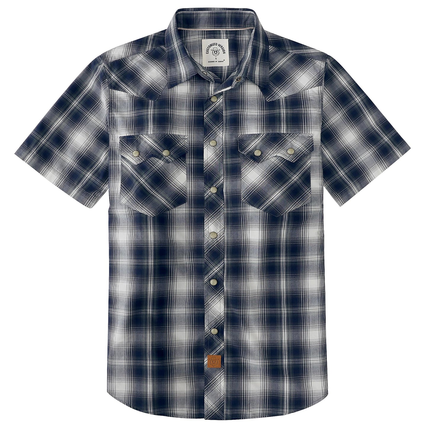 HOTDubinik® Pearl Snap Western Shirts for Men Short Sleeve Cowboy Men's Casual Shirt with 2 Sawtooth Pocket Vintage
