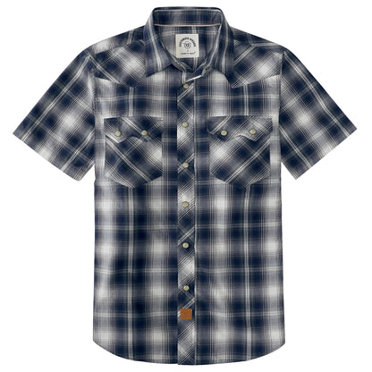 HOTDubinik® Pearl Snap Western Shirts for Men Short Sleeve Cowboy Men's Casual Shirt with 2 Sawtooth Pocket Vintage