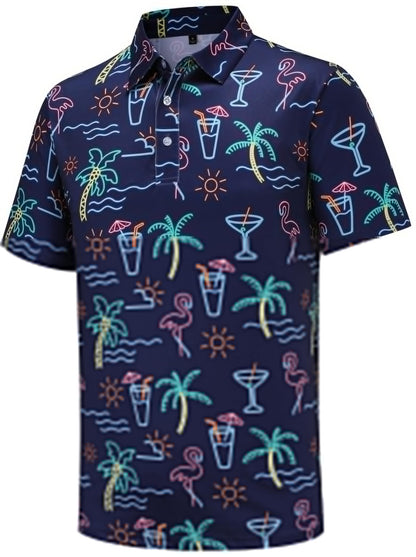 HOTtracamiy Men's Golf Polo Shirts Short Sleeve Performance Moisture Wicking Quick Dry Golf Polo Shirts for Men