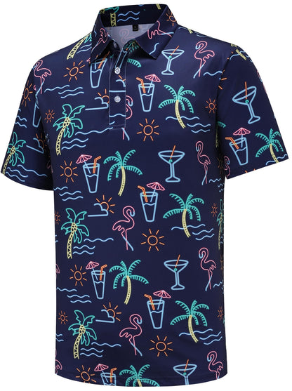 HOTtracamiy Men's Golf Polo Shirts Short Sleeve Performance Moisture Wicking Quick Dry Golf Polo Shirts for Men