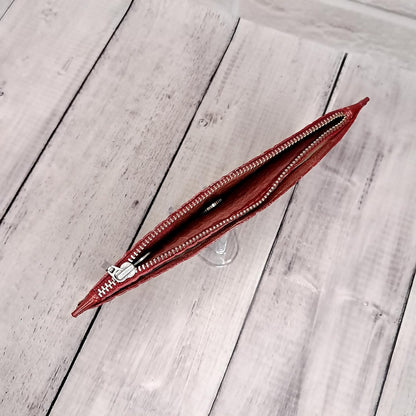 HOTINGVARR Unique Patent Slim Leather Wallet for women | Crocodile wallet | Gift For Her | Handmade wallet (Red)