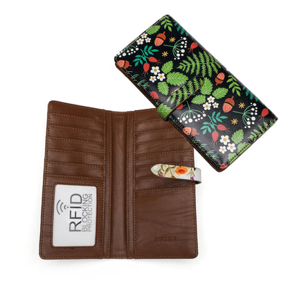 HOTSlim Wallets for Women Credit Card Holder RFID Bifold Clutch Long Ladies Billfold Wallets with Zipper Coin Pocket ID Window Fireworks