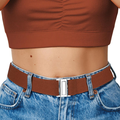 HOTNo Show Elastic Belts for Women with Invisible Flat Buckle Stretch Web Strap Belt for Jeans Pants Dresses