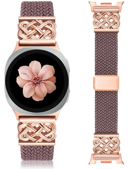 HOTBraided Magnetic Band Compatible with Samsung Galaxy Watch 8 40mm 44mm/8 Classic 46mm Women Men, Celtic Metal Stretchy Elastic Dressy Nylon Bracelet Strap, No for Galaxy Ultra/7/6/5/4/3/2/1