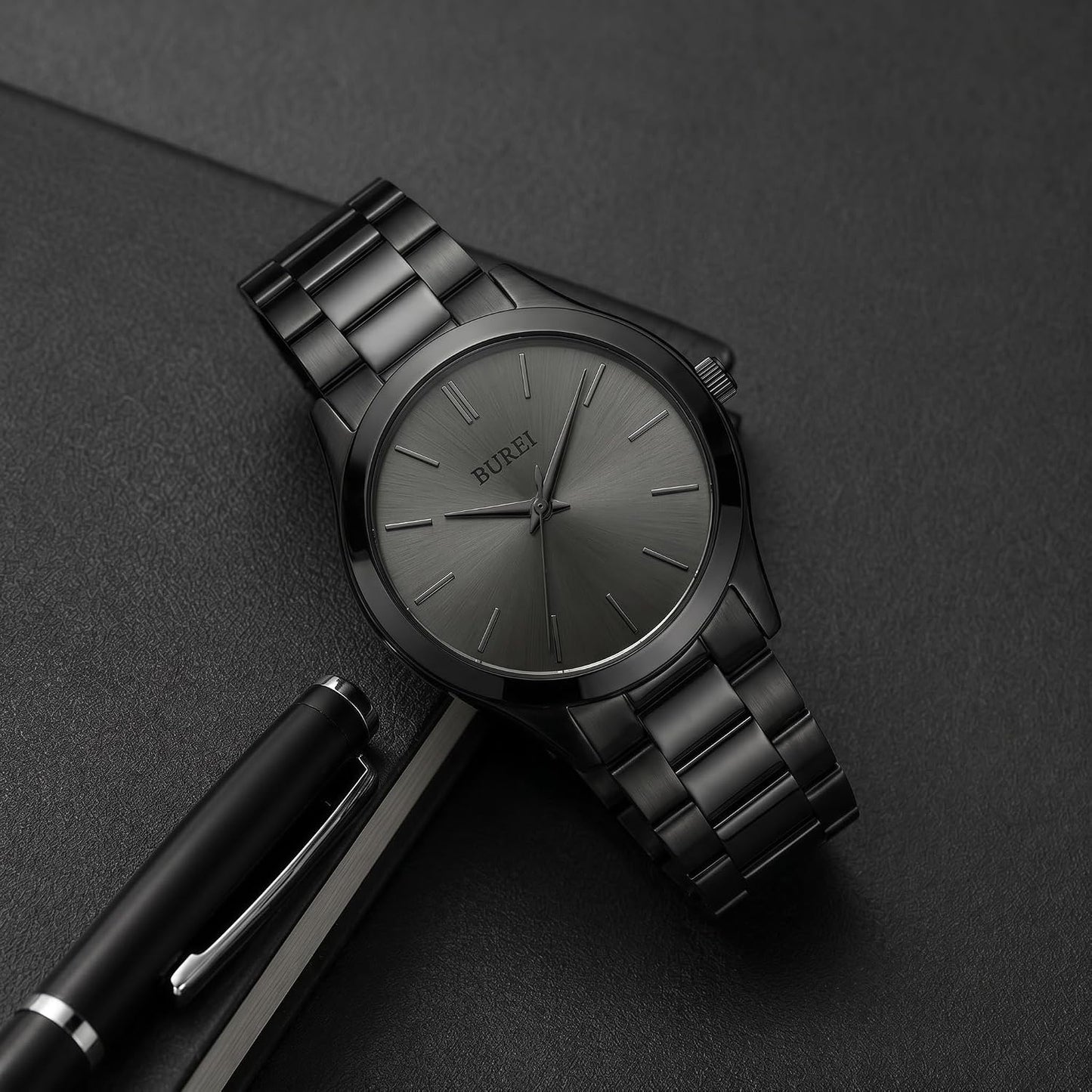 HOTBUREI Men's Wrist Watch, Analog Stainless Steel Dress Waterproof Quartz Watch for Men with Japanese Movement,Refined Gifts for Men, Boyfriend, Husband, Dad