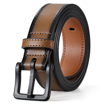 HOTXZQTIVE Men’s Metal Free Belt Hypoallergenic Leather Belts For Jeans Dress Nickle Free TSA Belt With Black Buckle