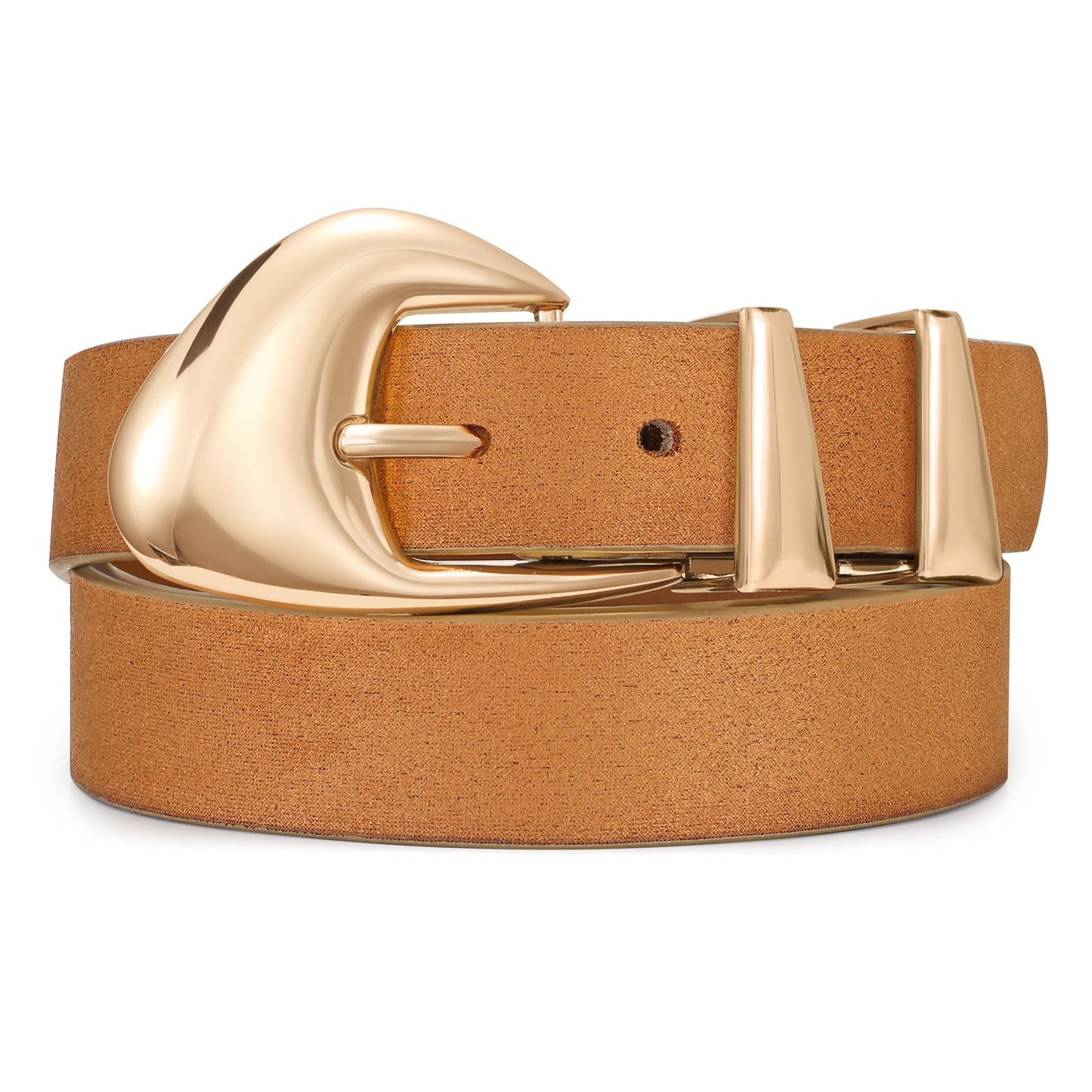 HOTXZQTIVE Women's Leather Belts for Jeans Dress Pants Black Brown Belts for Women Ladies Waist Belts with Gold Buckle