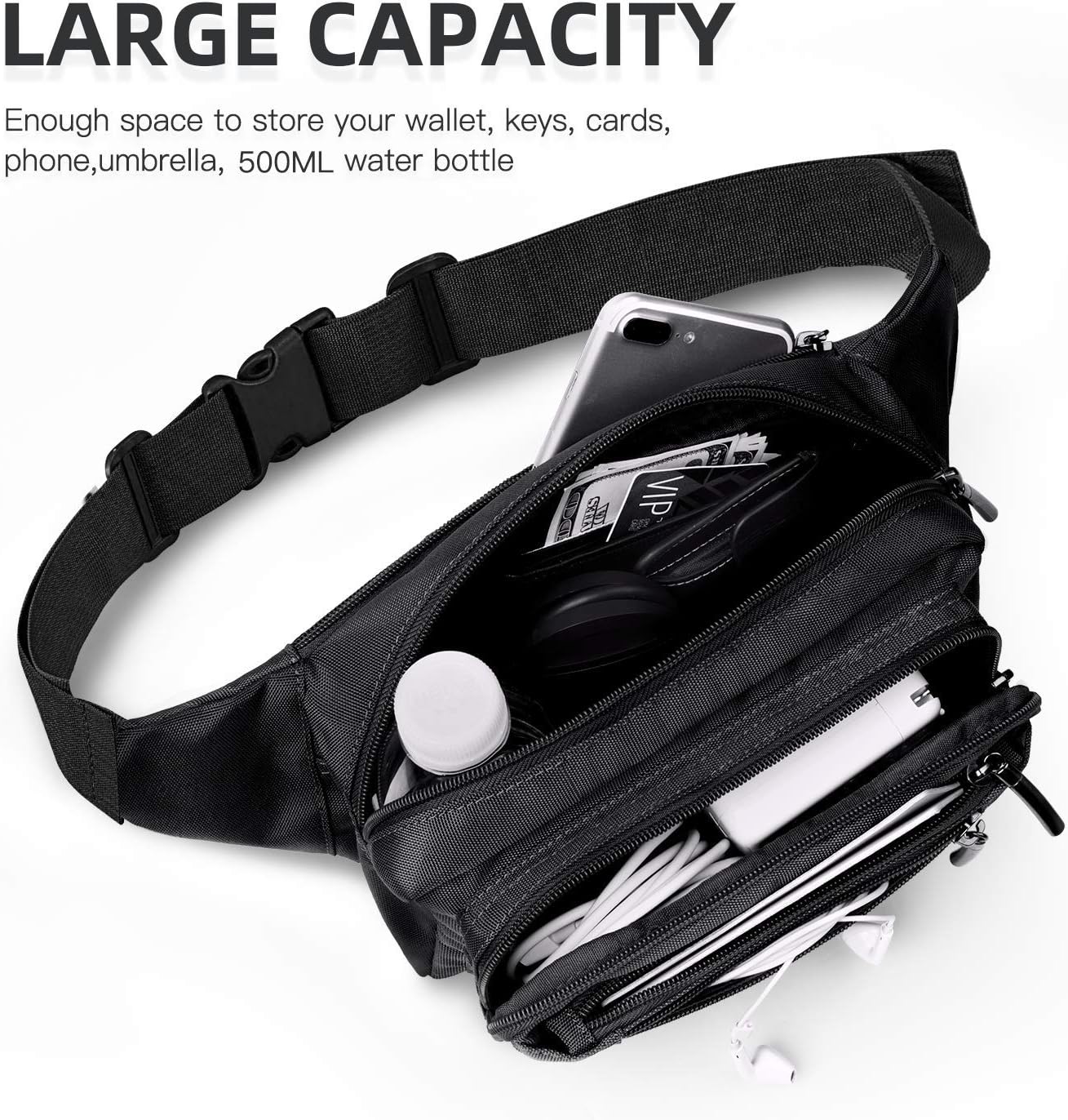 HOTFREETOO Waist Pack Bag Fanny Pack for Men&Women Hip Bum Bag with Adjustable Strap for Outdoors Workout Traveling Casual Running Hiking Cycling