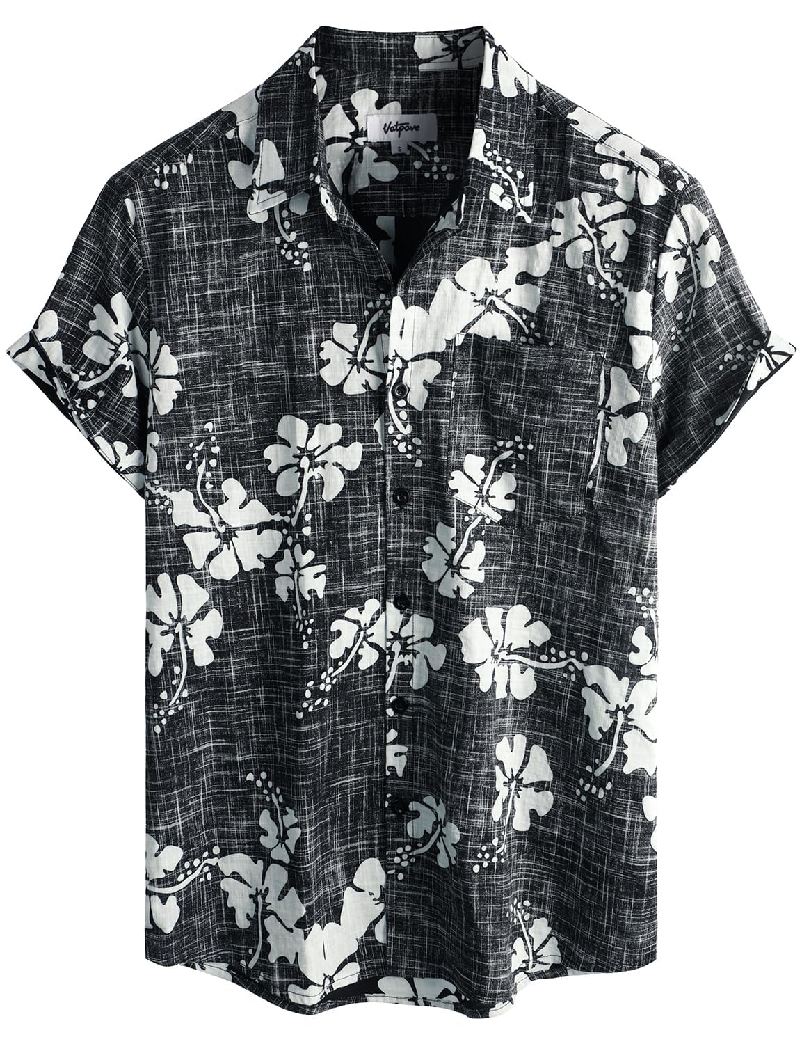 HOTVATPAVE Mens Hawaiian Shirts Casual Summer Short Sleeve Button Down Shirts | Beach, Floral, Front Pocket, Cotton, Tropical, Vacation, Vintage, Printed, Cruise, Collared, Aloha, Party, Reverse Fabric