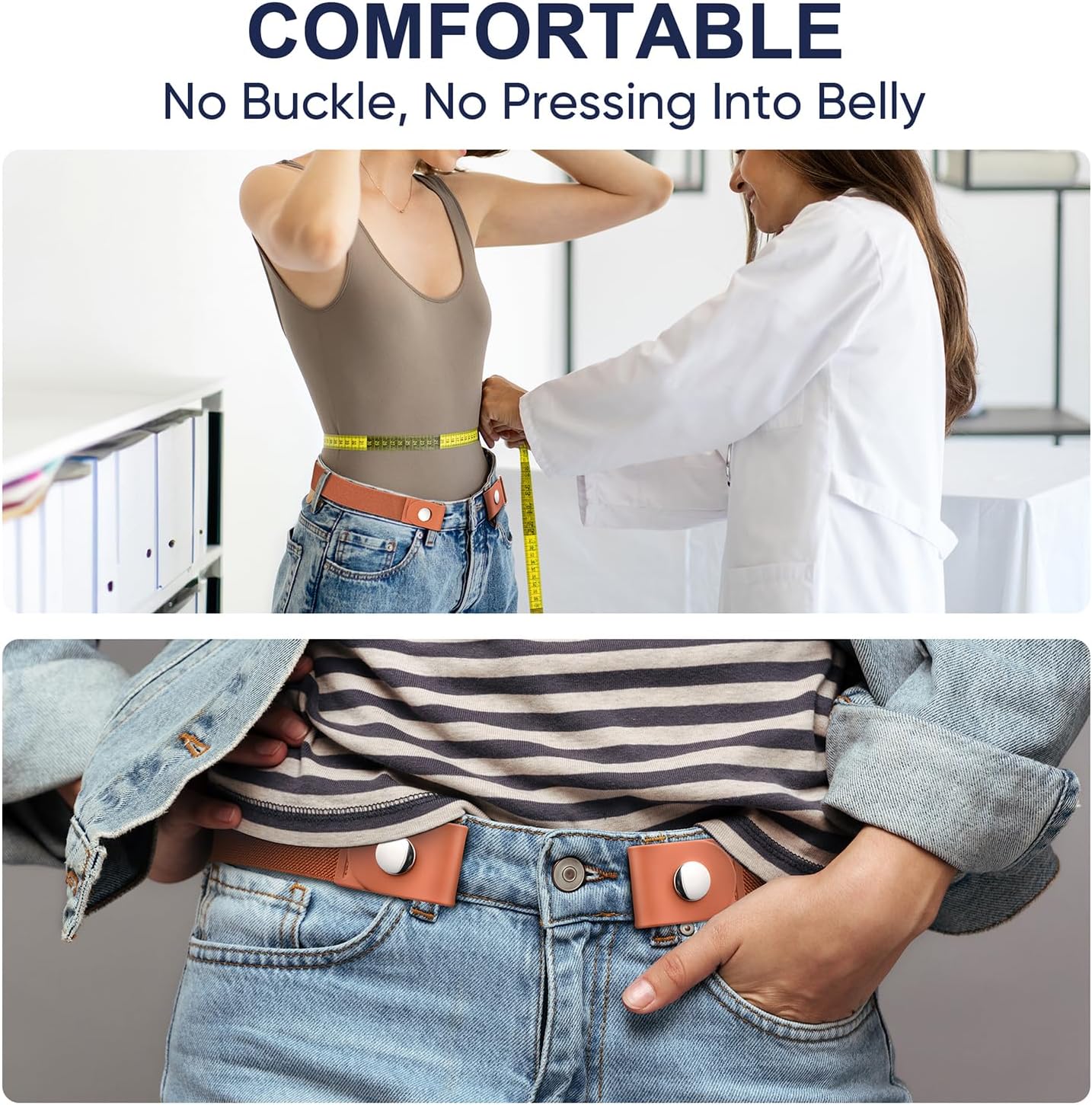HOTTOURZOO Belts for Women/Men Buckle Free Elastic Belt Invisible No Buckle Stretch Waist Belt For Jean Pants,Dresses,No Bulge
